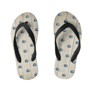 Tongs Enfants Automne Bleu Citrouille Russe Cute Gray Bois