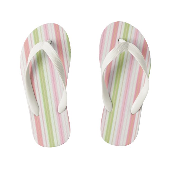 Tongs Enfants Baignade rose et vert été rayé (Semelle)