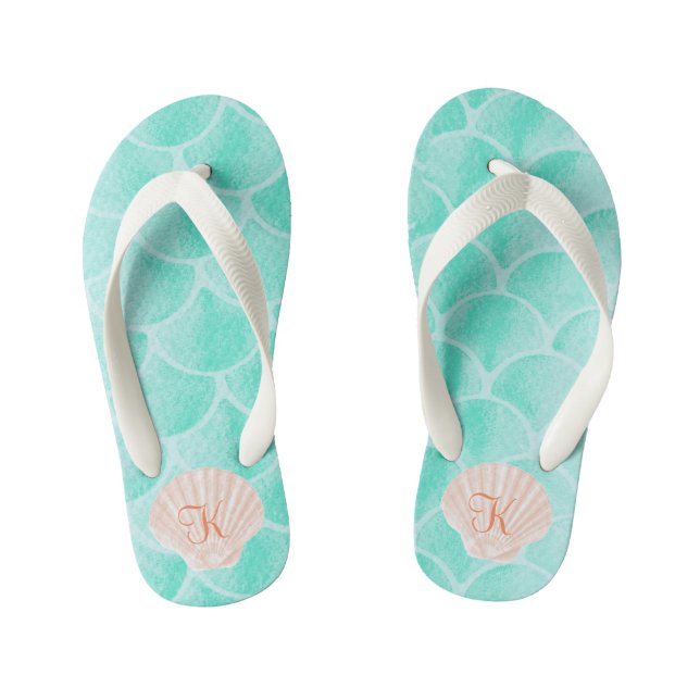 Tongs Enfants Balances de sirènes d'eau | Coquillage personnalis (Semelle)