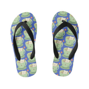 Tongs Enfants Bande dessinée de la tasse de thé mignonne humour 