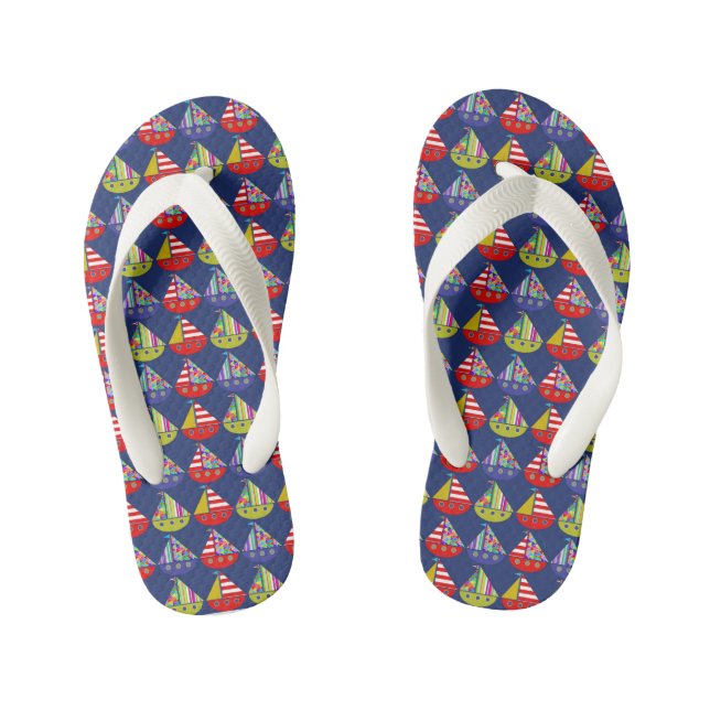 Tongs Enfants Bateaux À Voile, Belles Tournois Nautiques Pour En (Semelle)