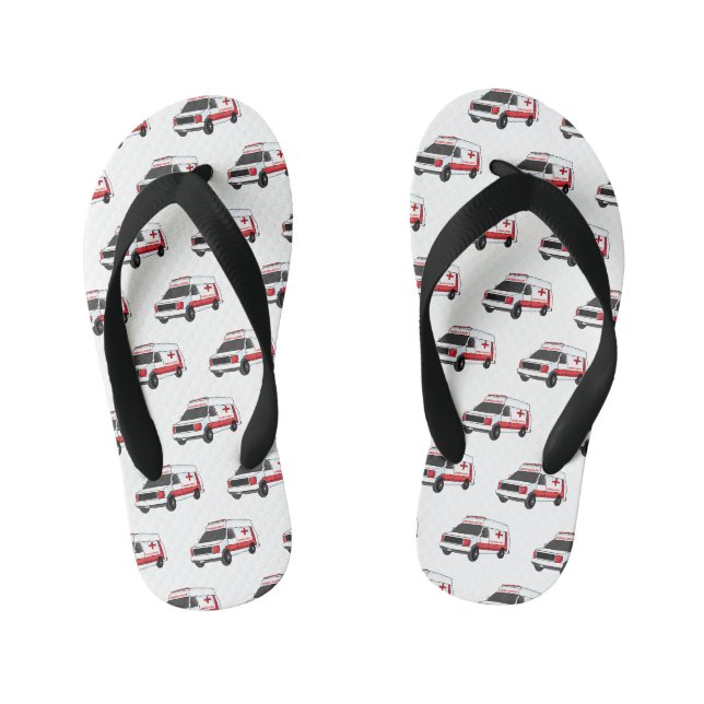 Tongs Enfants Belle ambulance rouge caricature van (Semelle)