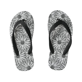 Tongs Enfants Belle Fleur de Marguerite, Illustration en Demi-Te