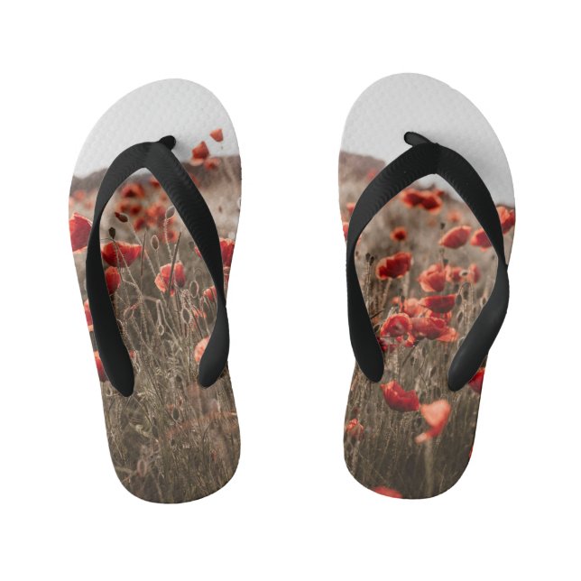 Tongs Enfants belles fleurs de coquelicot (Semelle)