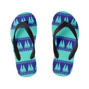 Tongs Enfants Bleu Nautique Voilier Côtière Stripes
