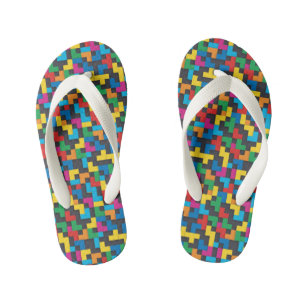 Tongs Enfants Blocs Rétro Tetris Motif Sans Couture