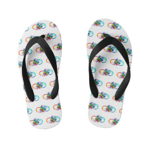 Tongs Enfants Bright infinity with rainbow butterfly