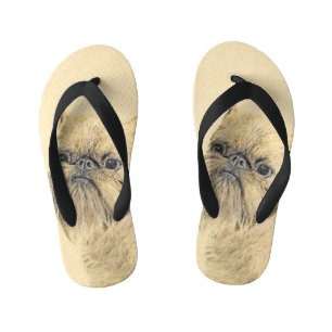 Tongs Enfants Bruxelles Griffon Peinture - Cute Original Chien A