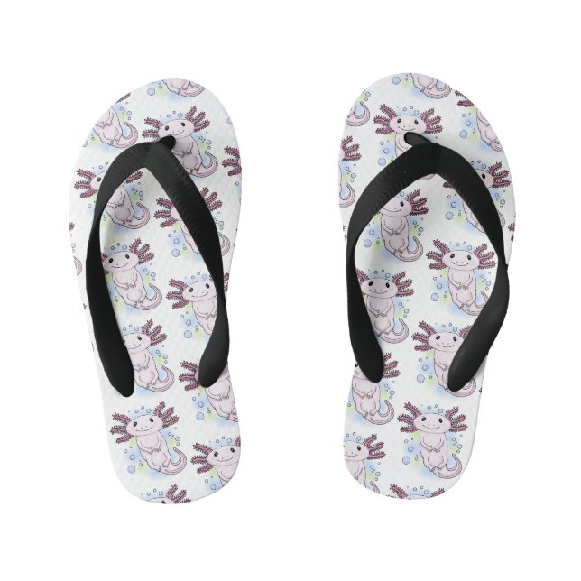Tongs Enfants Caricature axolotl rose adorable (Semelle)
