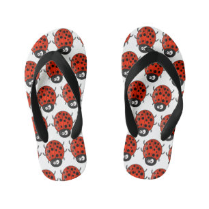 Tongs Enfants Caricature de coccinelle rouge joyeux