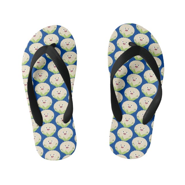 Tongs Enfants Caricature de légume de chou-fleur joyeux (Semelle)