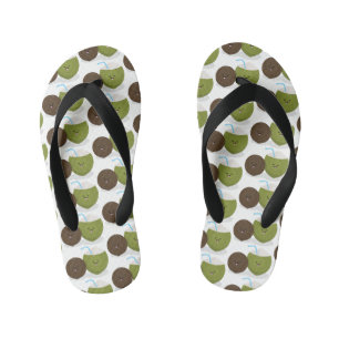 Tongs Enfants Caricature de noix de coco kawaii joyeux