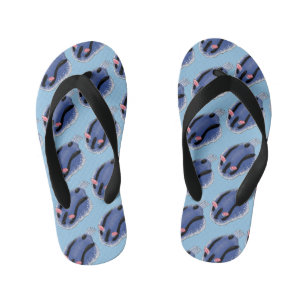 Tongs Enfants Caricature de nudibranche bleu mignon