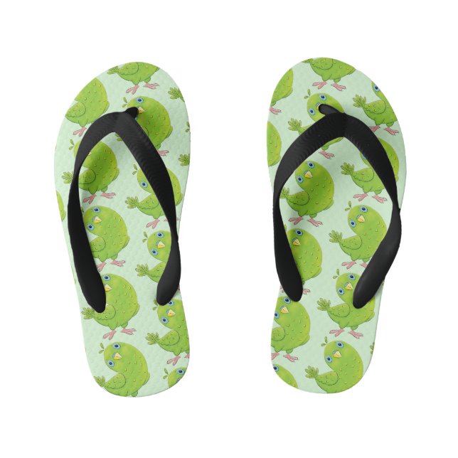 Tongs Enfants Caricature de perruche verte curieuse (Semelle)