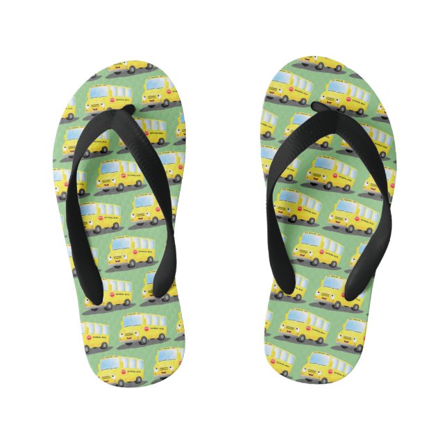 Tongs Enfants Caricature du bus scolaire jaune joyeux (Semelle)