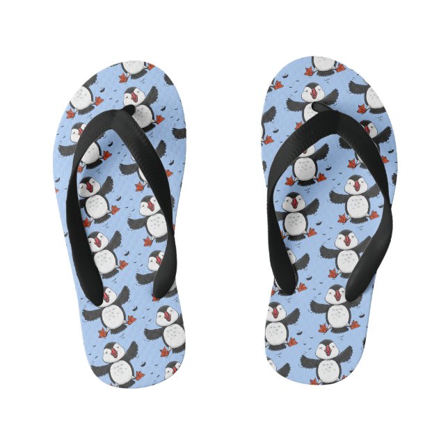 Tongs Enfants Caricature en bleu bouffin joyeux (Semelle)