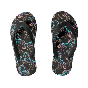 Tongs Enfants Cheval Enseigne au Néon Style Rétro Glitch