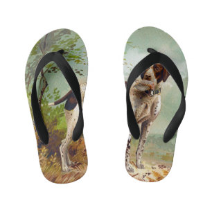 Tongs Enfants Chien de chasse avec oiseau dans la bouche