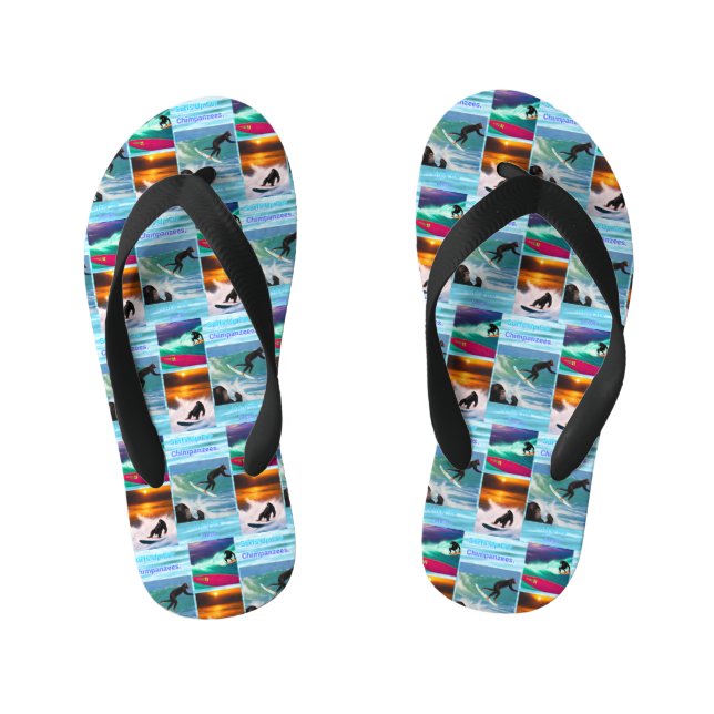 Tongs Enfants Chimpanzés Surf Photo Collage, Tournes (Semelle)