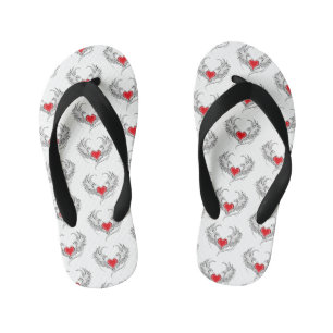 Tongs Enfants Cœur d'ange rouge avec des ailes