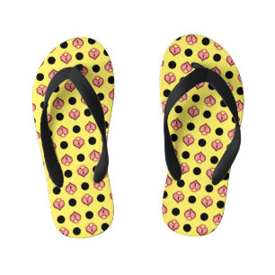 Tongs Enfants Coeur et points Jaune