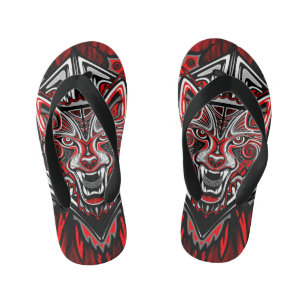 Tongs Enfants Conception de totem tribal Haida Loup