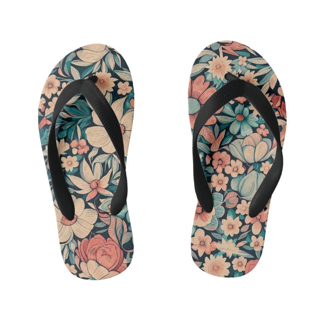Tongs Enfants Coque Coussin de fleurs de Bohême (Semelle)