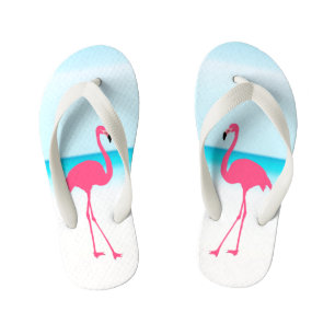 Tongs Enfants Couple de flamants roses mignons sur la plage