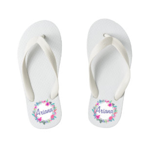 Tongs Enfants Courbe florale tropicale personnalisée  Retourner 