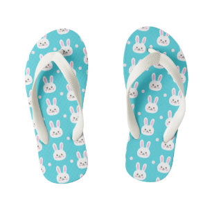 Tongs Enfants Cuisine bleue turquoise lapins blancs de pâques m
