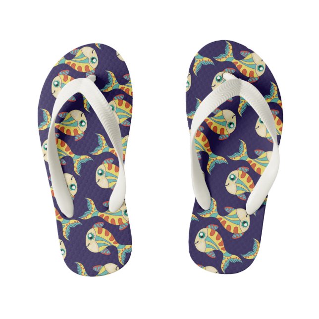 Tongs Enfants Cute amusant poisson Motif bleu marine (Semelle)