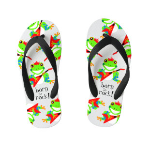 Tongs Enfants Cute Born to Rock Tree Frogs with Red Guitares