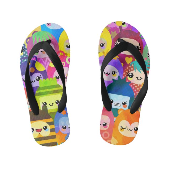 Tongs Enfants Cute Colorful Cartoon People Characters (Semelle)
