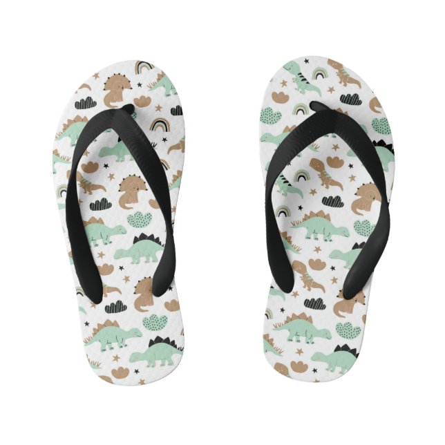 Tongs Enfants Cute Mint Green Dinosaur Motif (Semelle)