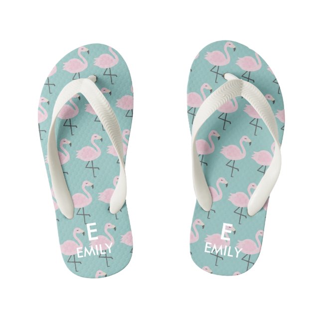 Tongs Enfants Cute Pastel Flamant rose Nom initial Enfants Flip  (Semelle)