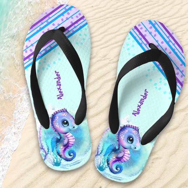 Tongs Enfants Cute Seahorse Personnalisé Garçons (Créateur téléchargé)