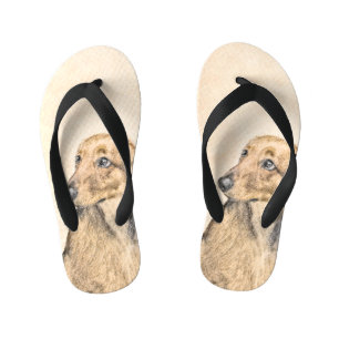Tongs Enfants Dachshund (Longhaerien) Peinture - Art Chien origi