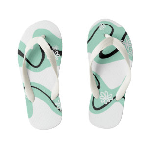 Tongs Enfants Daisy Groove en vert, noir et blanc