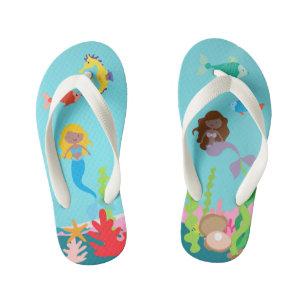 Tongs Enfants De Belles Sirènes De Couleur Vie Sous-Marine