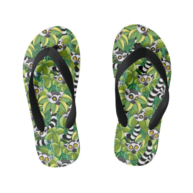 Tongs Enfants Des lémuriens de Madagascar dans la jungle exotiqu (Semelle)
