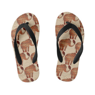 Tongs Enfants Design d'art tribal des éléphants