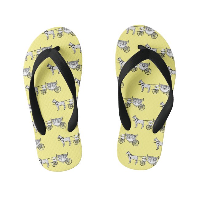 Tongs Enfants dessin animé mariage cheval & calèche (Semelle)