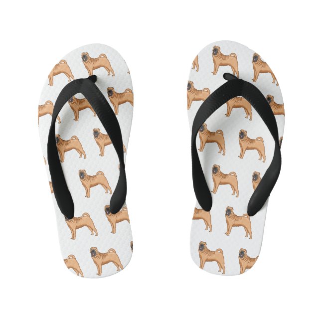 Tongs Enfants dessin humoristique chinois de chien Shar-Pei (Semelle)