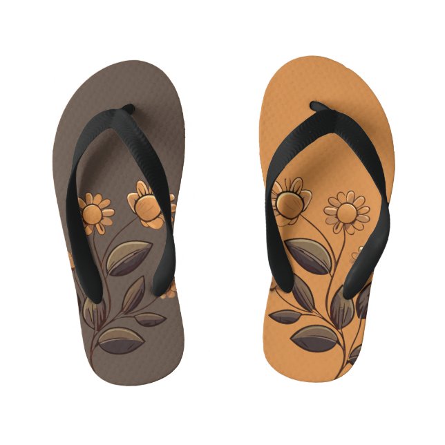 Tongs Enfants Deux fleurs dorées couleur (Semelle)