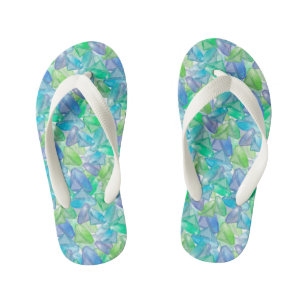 Tongs Enfants Diamants bleus et verts.