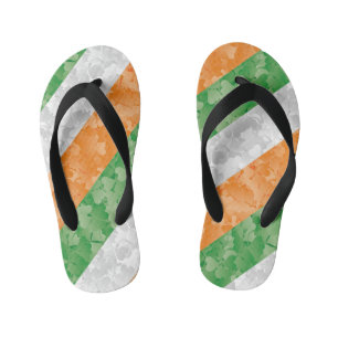 Tongs Enfants Drapeau de l'Irlande avec motif shamrock