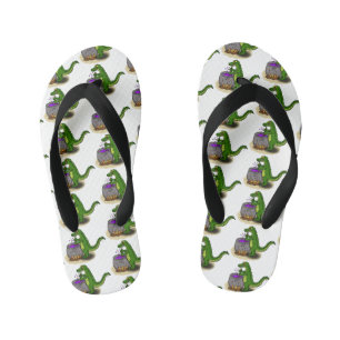 Tongs Enfants Drôle alligator vert cuisine dessin animé