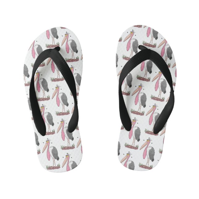 Tongs Enfants Drôle dessin animé de cigogne en marabou (Semelle)