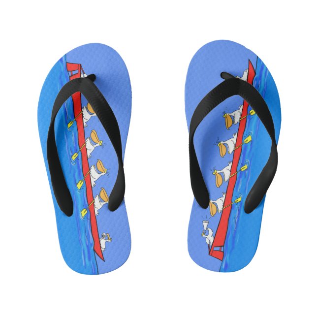 Tongs Enfants Drôle pélicans rameurs dessin animé (Semelle)