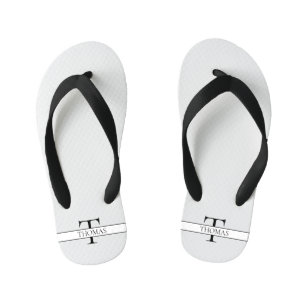 Tongs Enfants Élégant Monogramme Personnalisé Nom Personnalisé